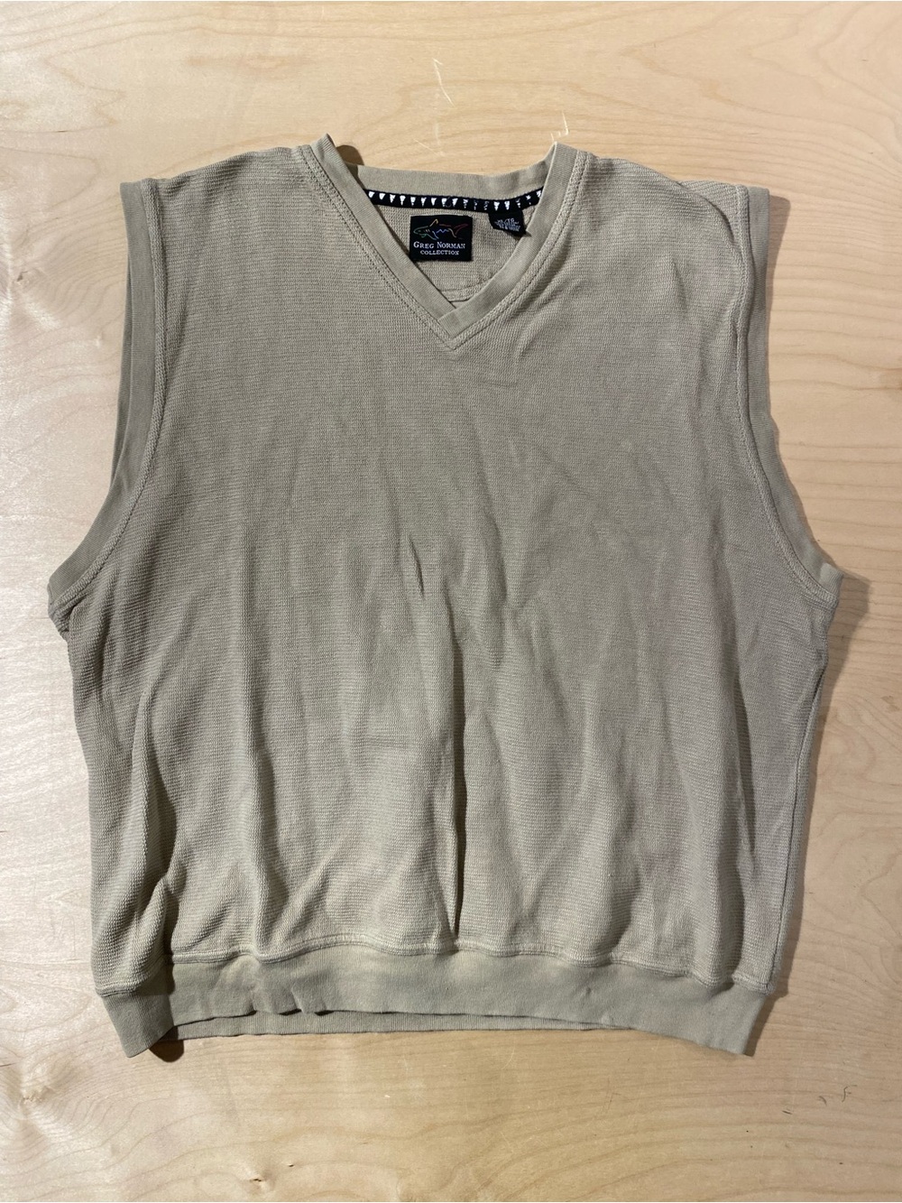 Greg Norman Sleeveless V-Neck Polo Vest in Khaki XL (RK)